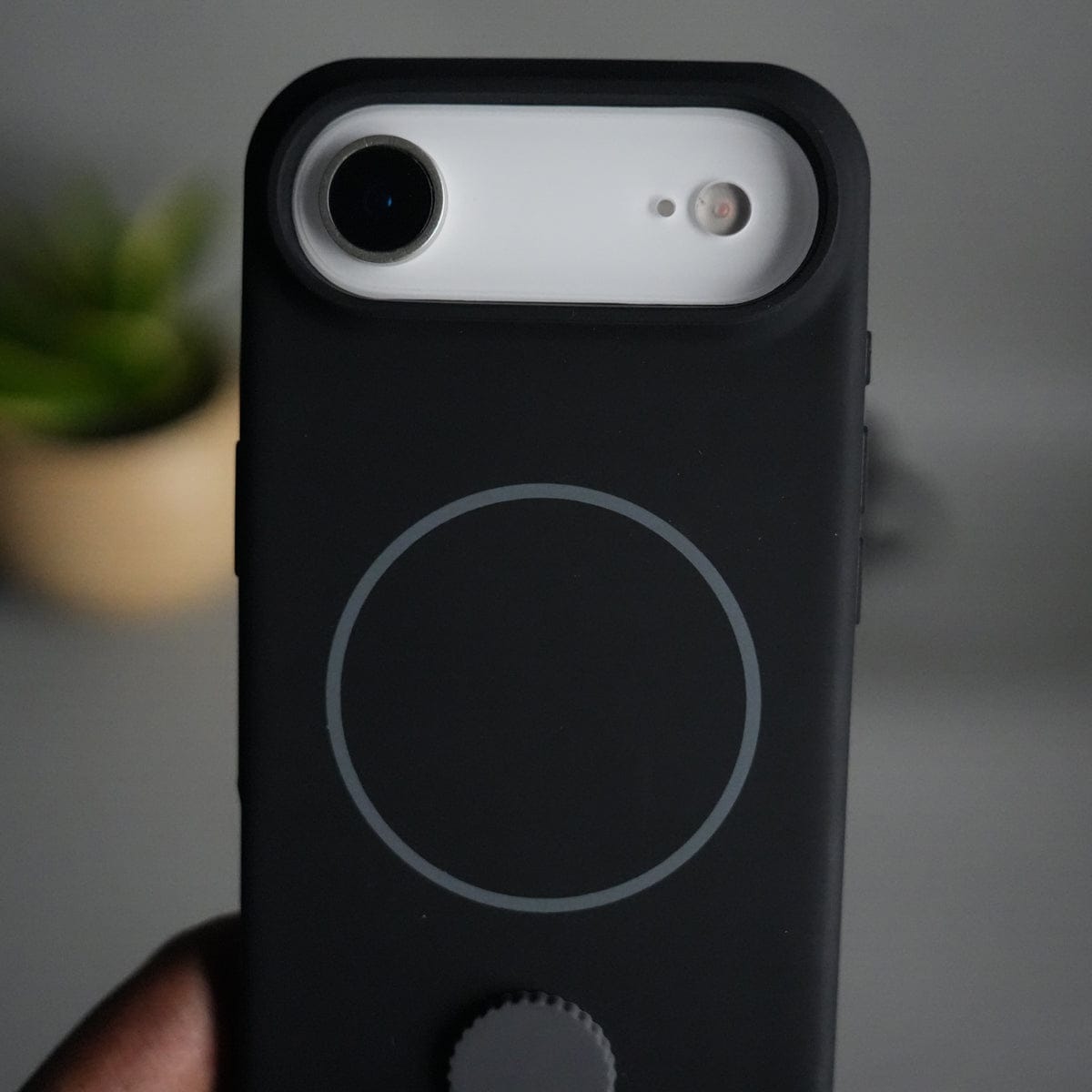 iPhone 17 Air Silicone Case | Magnetic Ring | Silicone Rotating Grip Strap Cover