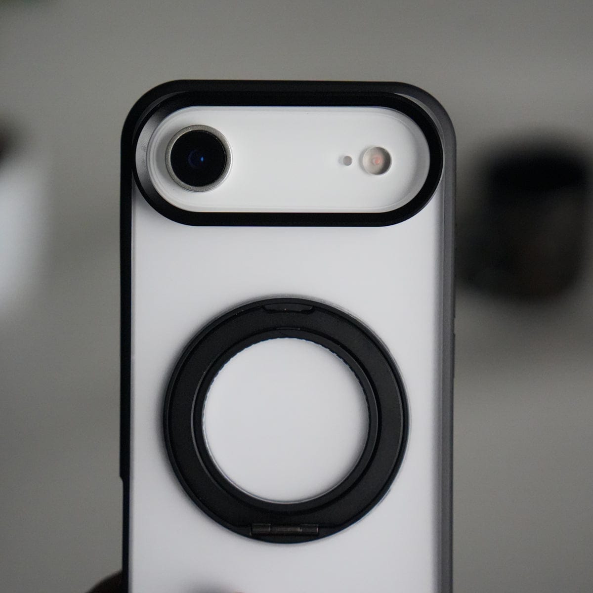 iPhone 17 Air Transparent Magnetic Ring Case | Frosted Shockproof Kickstand Cover