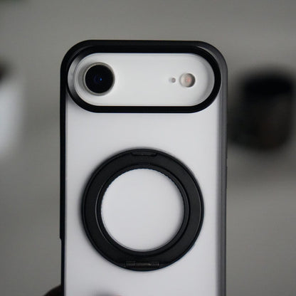 iPhone 17 Air Transparent Magnetic Ring Case | Frosted Shockproof Kickstand Cover