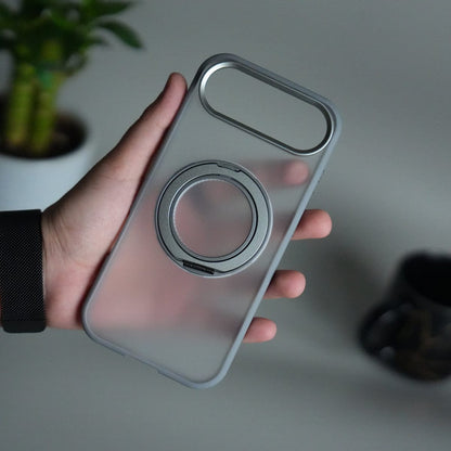 iPhone 17 Air Transparent Magnetic Ring Case | Frosted Shockproof Kickstand Cover
