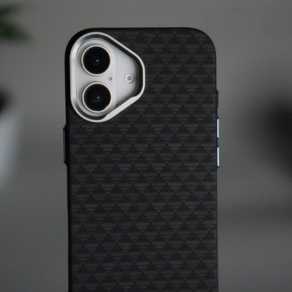 iPhone 17 Carbon Fiber Texture Design Hard Pc MagSafe Case Cover Black Tringle Pattern
