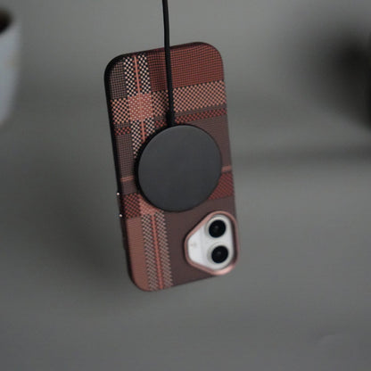 iPhone 17 Carbon Fiber Texture Design Hard Pc MagSafe Case Cover BrownWhite