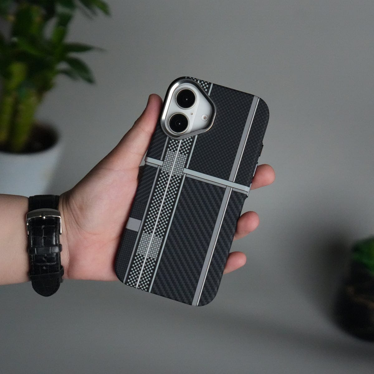 iPhone 17 Carbon Fiber Texture Design Hard Pc MagSafe Case Cover MixLine