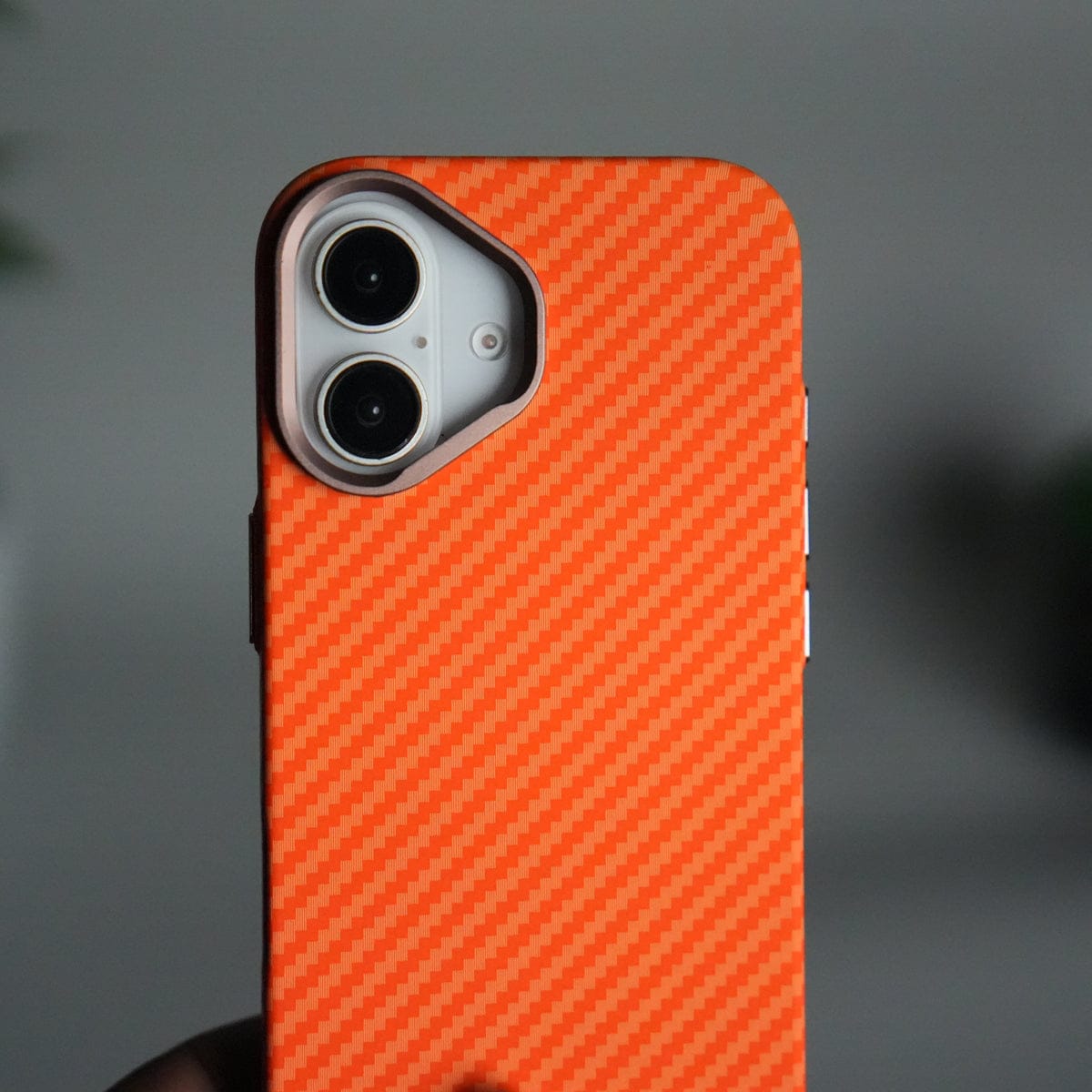 iPhone 17 Carbon Fiber Texture Design Hard Pc MagSafe Case Cover OrangeCarbon