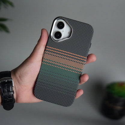 iPhone 17 Carbon Fiber Texture Design Hard Pc MagSafe Case Cover OrangeGreen