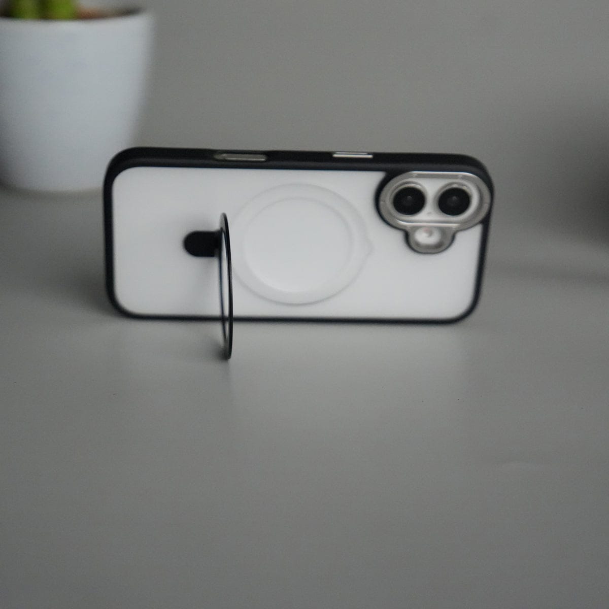 iPhone 17 Frosted Case with Metal Camera Bump & Metal Kickstand | Shockproof Matte Hybrid Cover