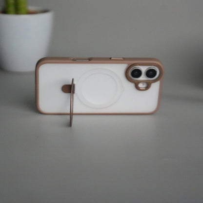 iPhone 17 Frosted Case with Metal Camera Bump & Metal Kickstand | Shockproof Matte Hybrid Cover