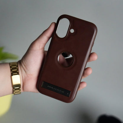 iPhone 17 Full PU Leather Inbuilt Metal Stand Case Cover