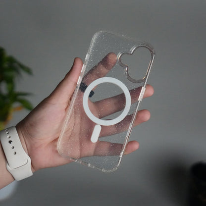 iPhone 17 Glitter MagSafe Case | Transparent Cover with Sparkle Finish & Metallic Camera Bumper