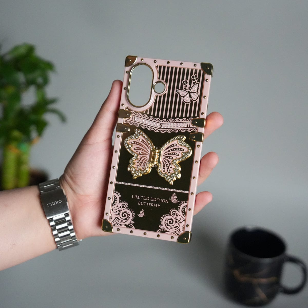 iPhone 17 Luxury Butterfly Case | Trunk Frame Shockproof Cover with 3D Butterfly | Premium Limited Edition Design