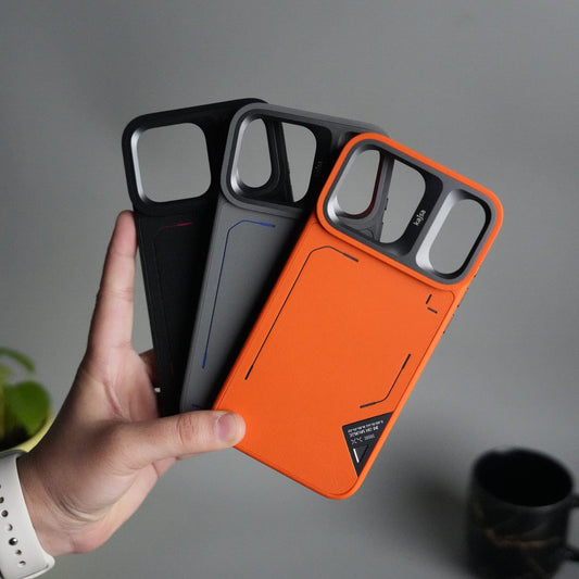 iPhone 17 Pro Matrix Leather Pattern Case | Premium Luxury Back Cover with Metal Camera Frame