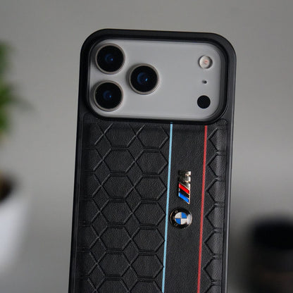 iPhone 17 Pro Max BMW & M Performance Logo With Honeycomb Design Case Cover(Black)