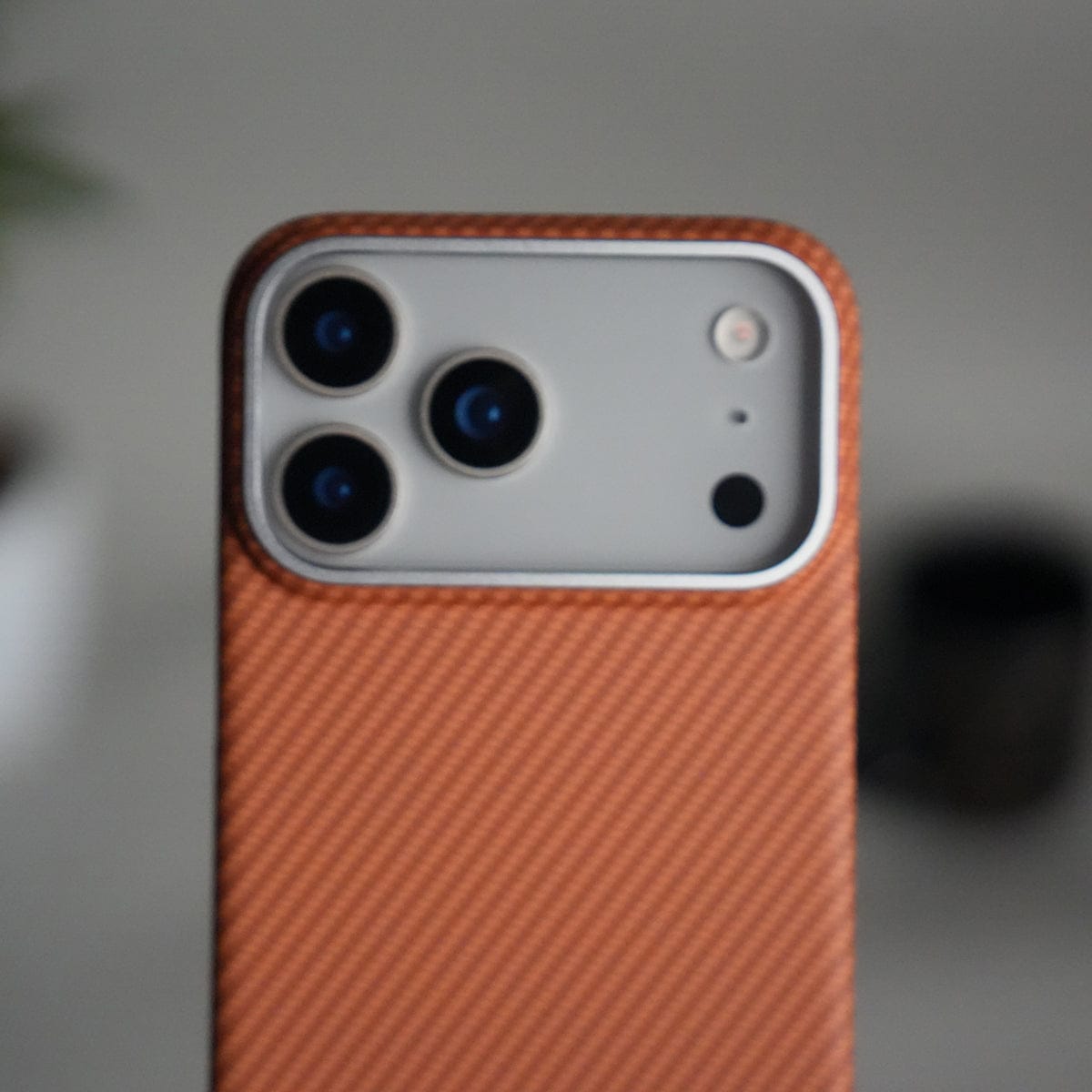 iPhone 17 Pro Carbon Fiber Slim Case | Ultra-Thin Matte Finish Protective Cover | Orange