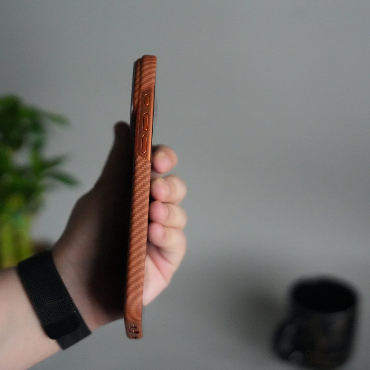 iPhone 17 Pro Carbon Fiber Slim Case | Ultra-Thin Matte Finish Protective Cover | Orange