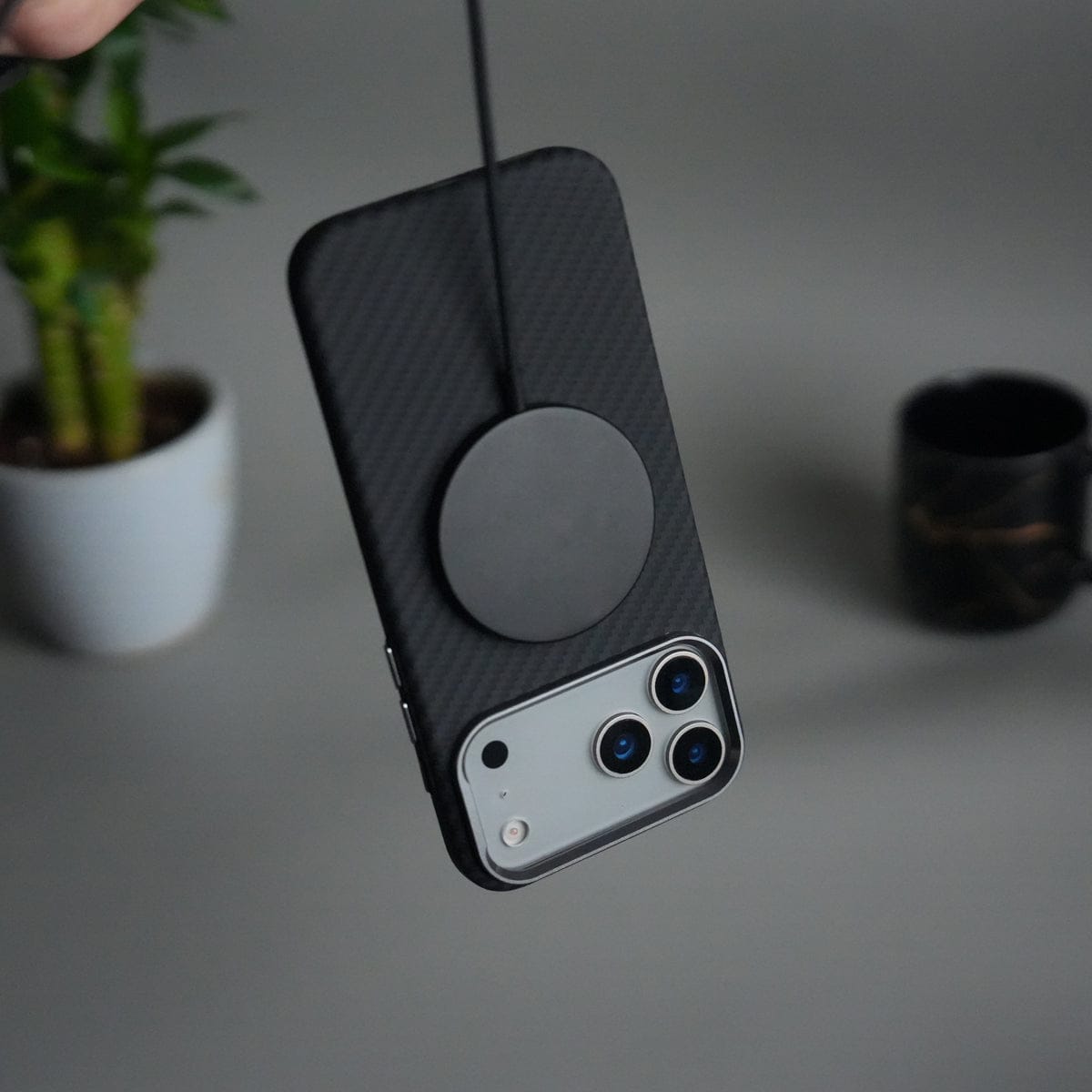 iPhone 17 Pro Carbon Fiber Texture Design Hard Pc MagSafe Case Cover BlackCarbon