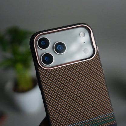 iPhone 17 Pro Carbon Fiber Texture Design Hard Pc MagSafe Case Cover BlackYellow