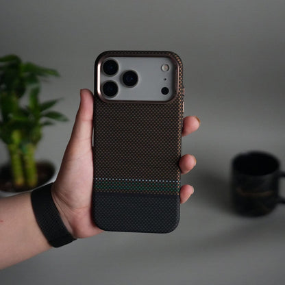 iPhone 17 Pro Carbon Fiber Texture Design Hard Pc MagSafe Case Cover BlackYellow