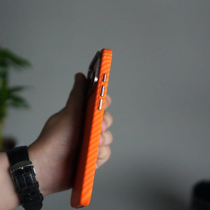 iPhone 17 Pro Carbon Fiber Texture Design Hard Pc MagSafe Case Cover OrangeCarbon