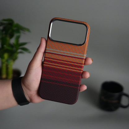 iPhone 17 Pro Carbon Fiber Texture Design Hard Pc MagSafe Case Cover RedOrange