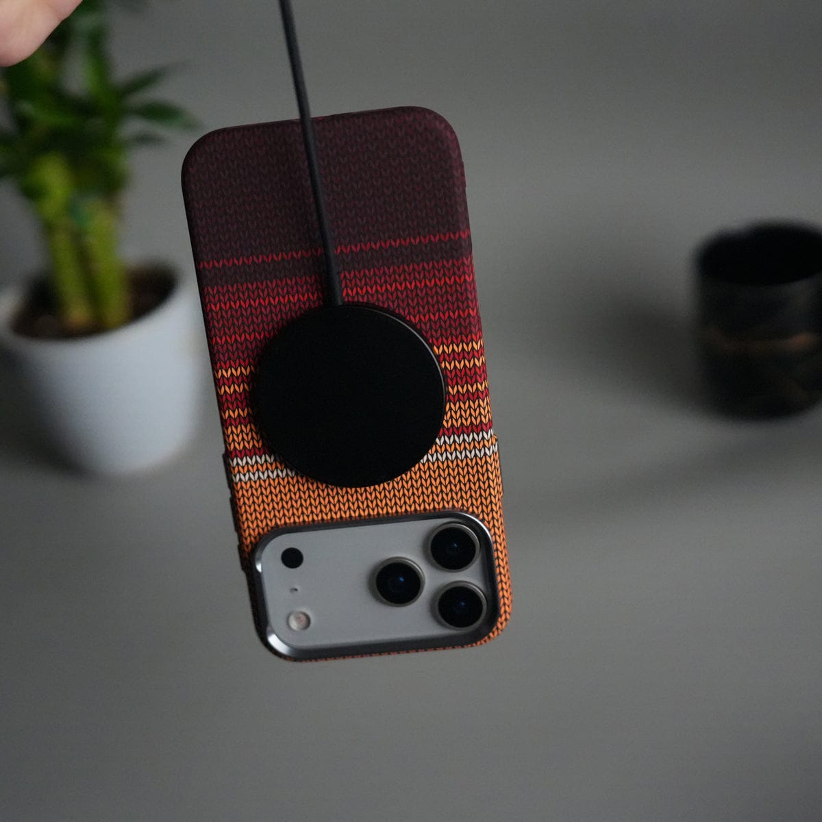iPhone 17 Pro Carbon Fiber Texture Design Hard Pc MagSafe Case Cover RedOrange