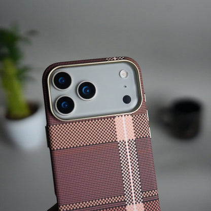 iPhone 17 Pro Carbon Fiber Texture Design Hard Pc MagSafe Case Cover WhiteLine
