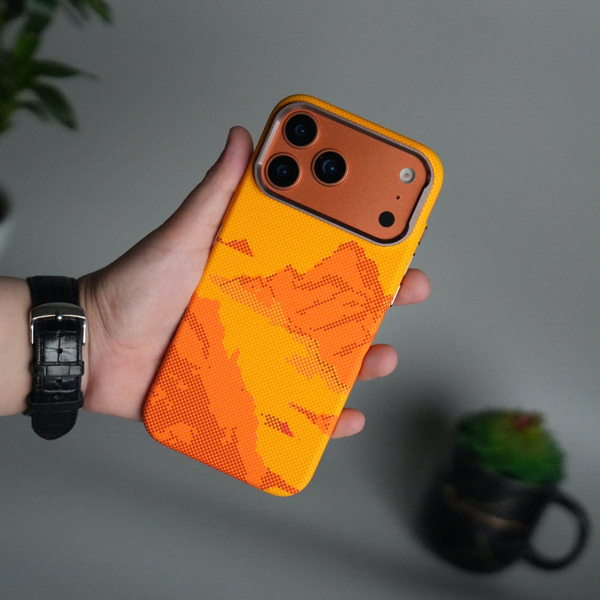 iPhone 17 Pro Max Carbon Fiber Texture Design Hard Pc MagSafe Case Cover YellowHill