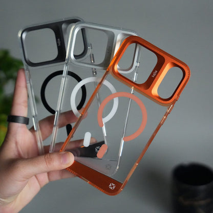 iPhone 17 Pro Max Clear MagSafe Case | Aluminum Metal Camera Frame | Shockproof Transparent Back Cover