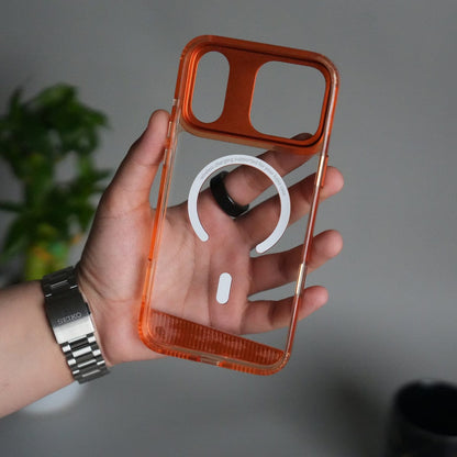 iPhone 17 Pro Clear MagSafe Case | Aluminum Metal Camera Frame | Shockproof Transparent Back Cover