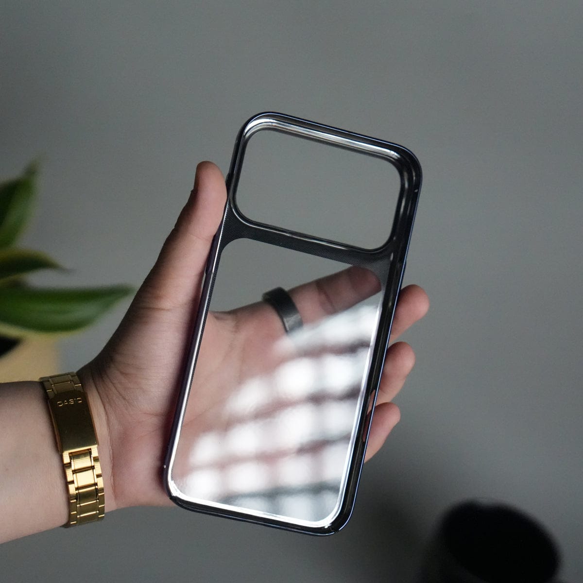 iPhone 17 Pro Clear Shell Case | Slim Back Cover with Electroplated Edges