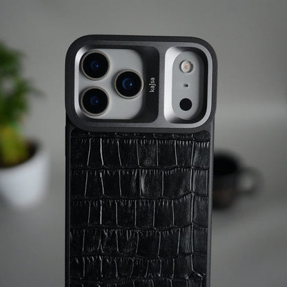 iPhone 17 Pro Crocodile Leather Pattern Case | Premium Luxury Back Cover with Metal Camera Frame