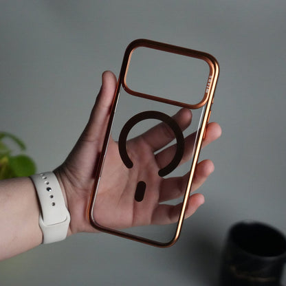 iPhone 17 Pro Crystal View MagSafe Case with Metal Camera Frame Kickstand Cover