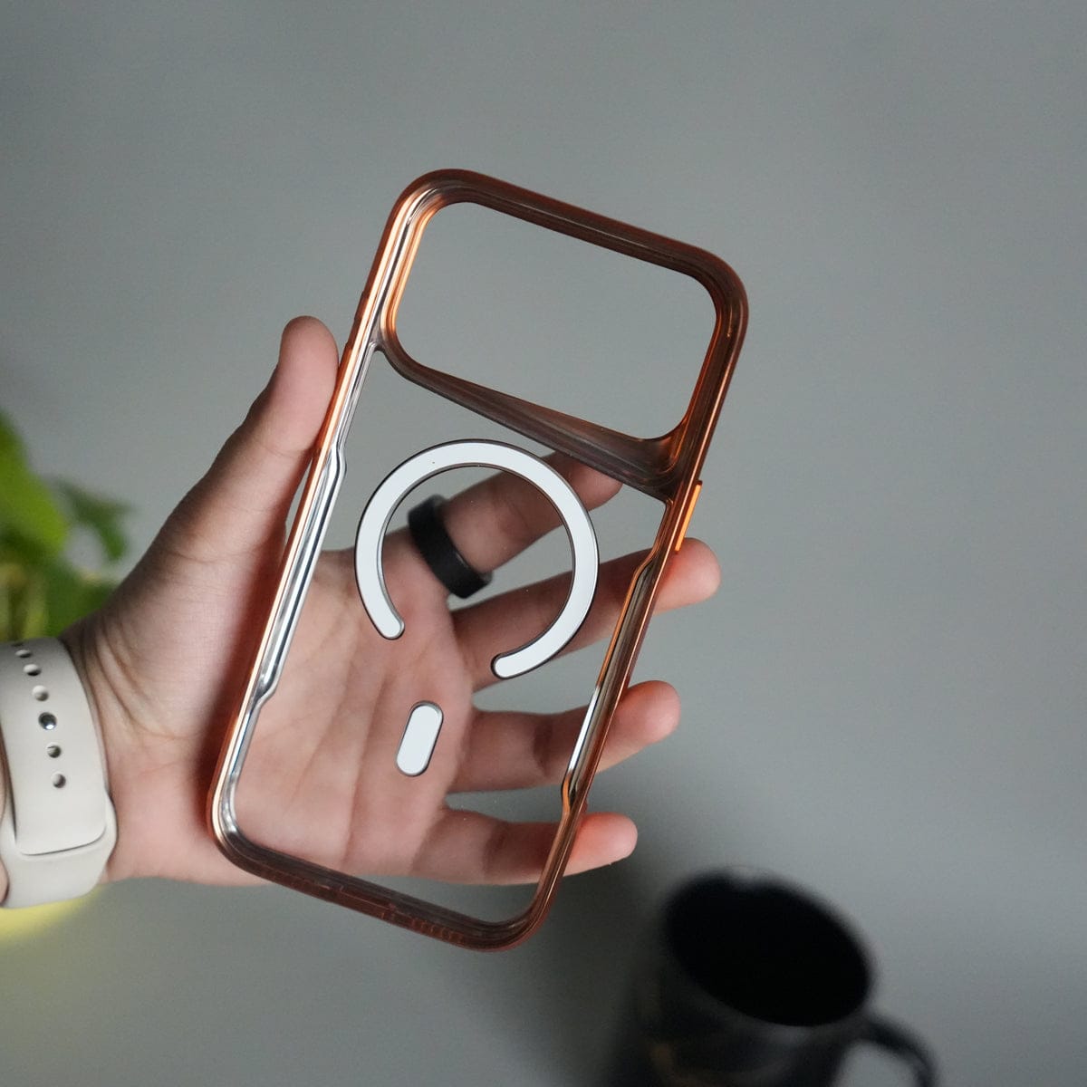 iPhone 17 Pro Max Electroplated Frame Transparent Magsafe Case