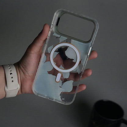 iPhone 17 Pro Max FloraCrystal Clear Floral Design Case with Color Metal Camera Stand Frame