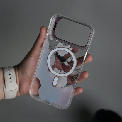 iPhone 17 Pro Max FloraCrystal Clear Floral Design Case with Color Metal Camera Stand Frame