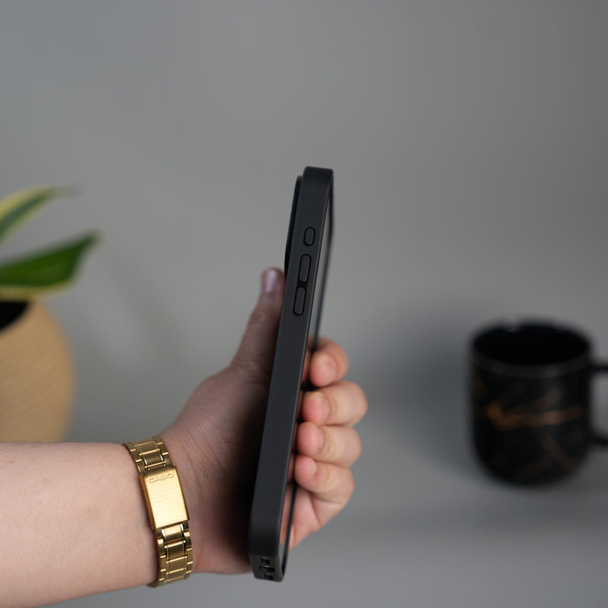iPhone 17 Pro Max FR Stitched PU Leather Case Cover (Black)
