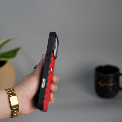 iPhone 17 Pro FR Stitched PU Leather Case Cover (Red)