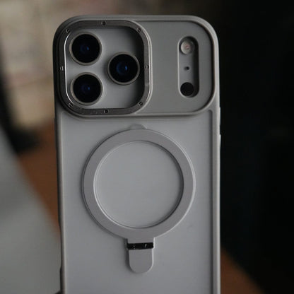 iPhone 17 Pro Frosted Case with Metal Camera Bump & Metal Kickstand | Shockproof Matte Hybrid Cover