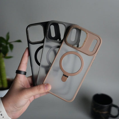 iPhone 17 Pro Frosted Case with Metal Camera Bump & Metal Kickstand | Shockproof Matte Hybrid Cover