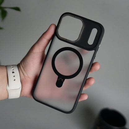 iPhone 17 Pro Frosted Case with Metal Camera Bump & Metal Kickstand | Shockproof Matte Hybrid Cover