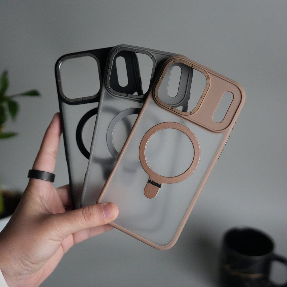 iPhone 17 Pro Frosted Case with Metal Camera Bump & Metal Kickstand | Shockproof Matte Hybrid Cover
