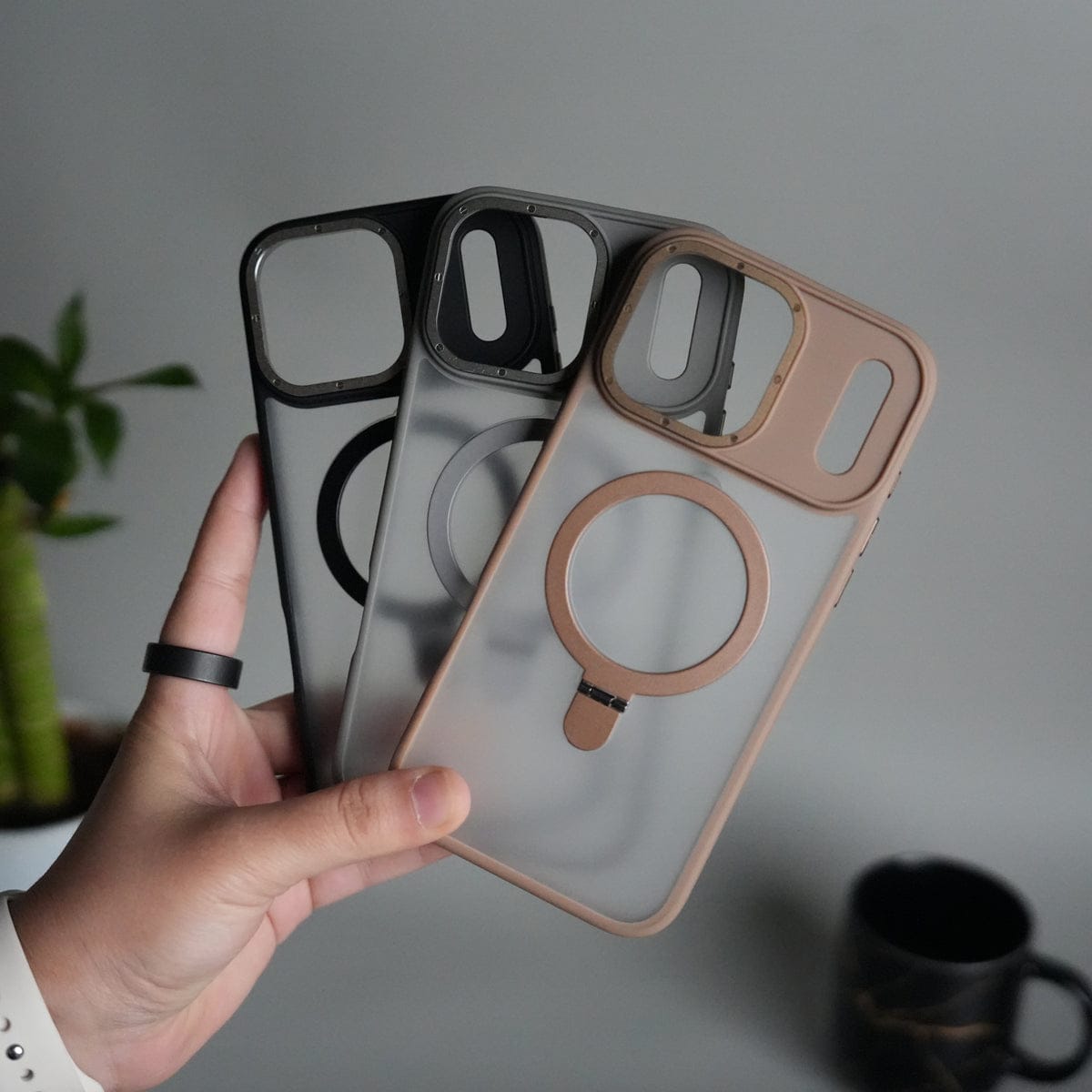 iPhone 17 Pro Frosted Case with Metal Camera Bump & Metal Kickstand | Shockproof Matte Hybrid Cover