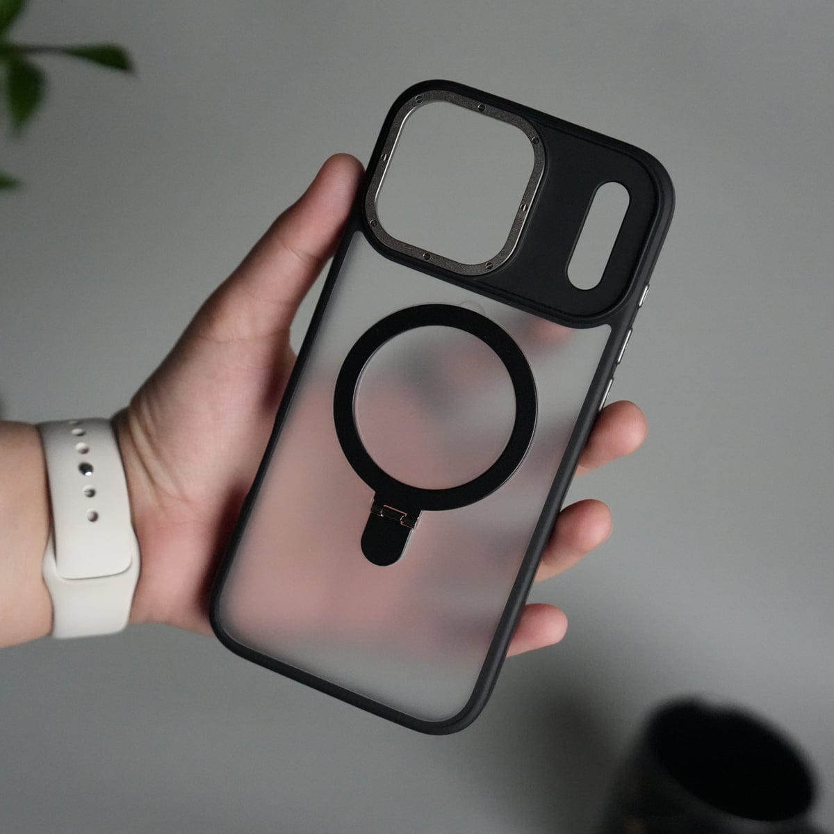 iPhone 17 Pro Frosted Case with Metal Camera Bump & Metal Kickstand | Shockproof Matte Hybrid Cover