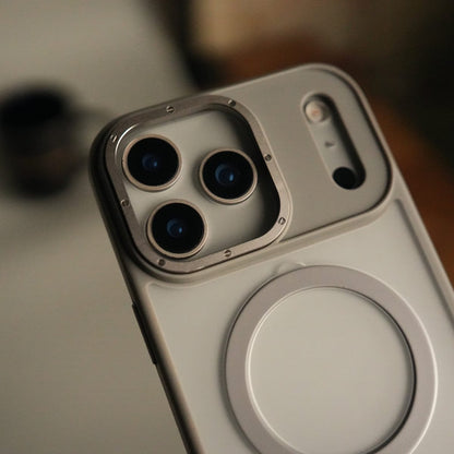 iPhone 17 Pro Frosted Case with Metal Camera Bump & Metal Kickstand | Shockproof Matte Hybrid Cover