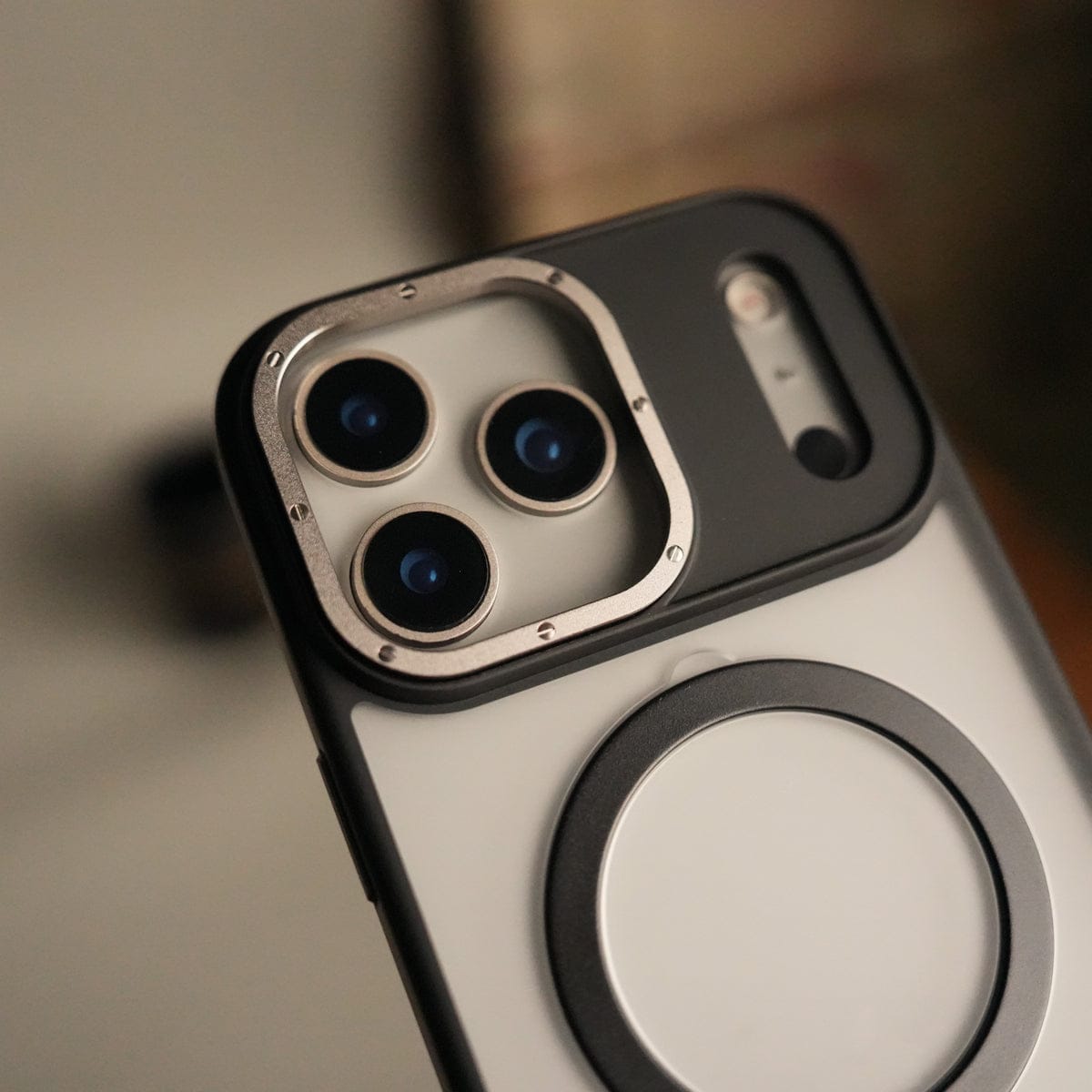 iPhone 17 Pro Frosted Case with Metal Camera Bump & Metal Kickstand | Shockproof Matte Hybrid Cover