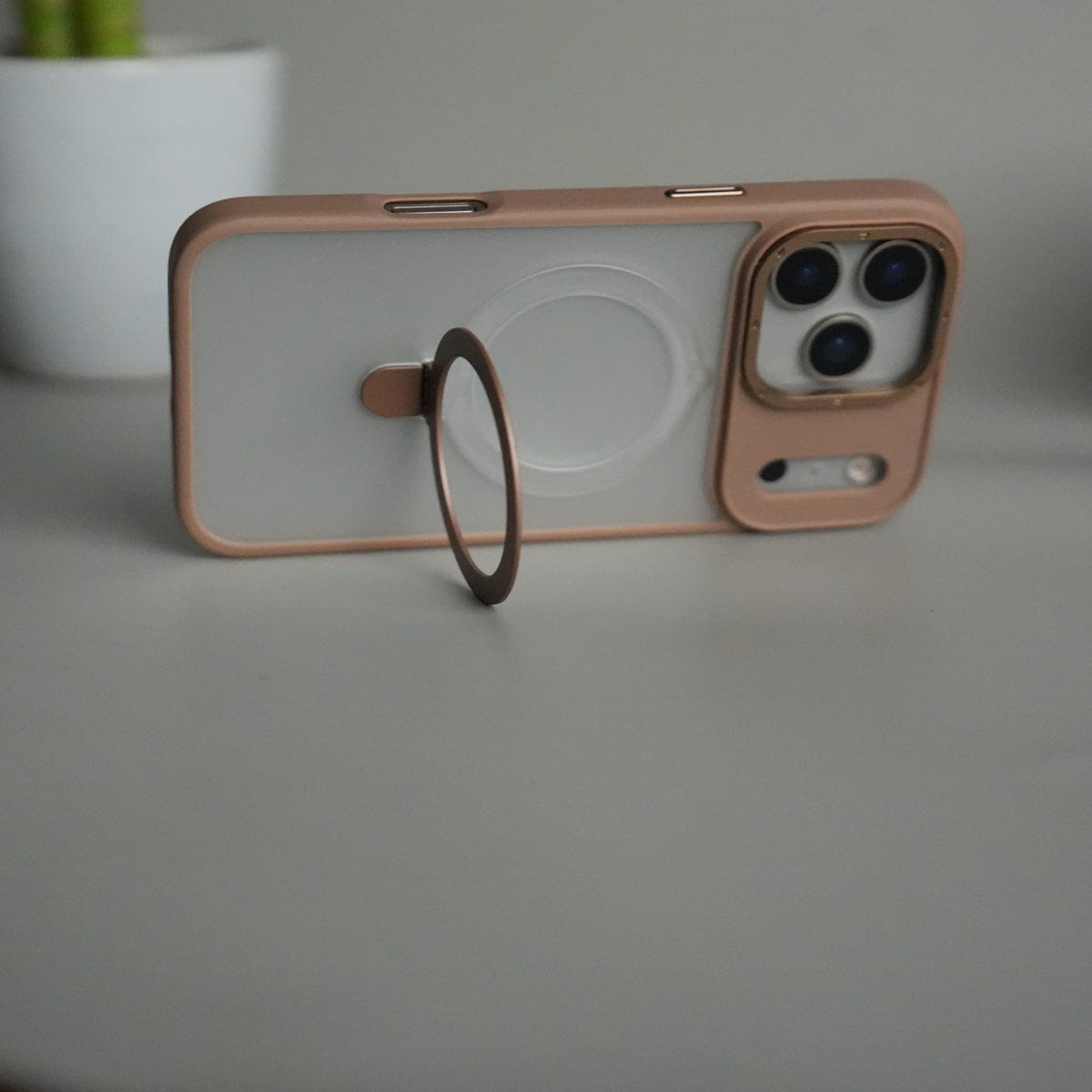 iPhone 17 Pro Frosted Case with Metal Camera Bump & Metal Kickstand | Shockproof Matte Hybrid Cover