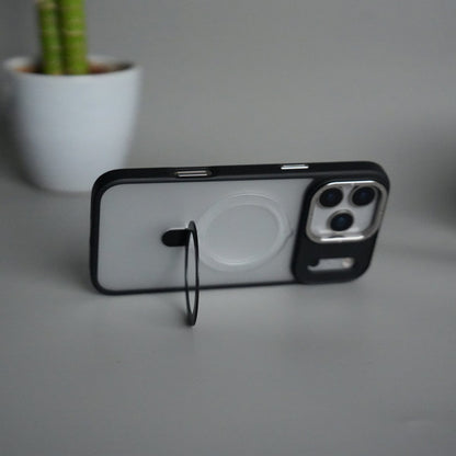 iPhone 17 Pro Max Frosted Case with Metal Camera Bump & Metal Kickstand | Shockproof Matte Hybrid Cover