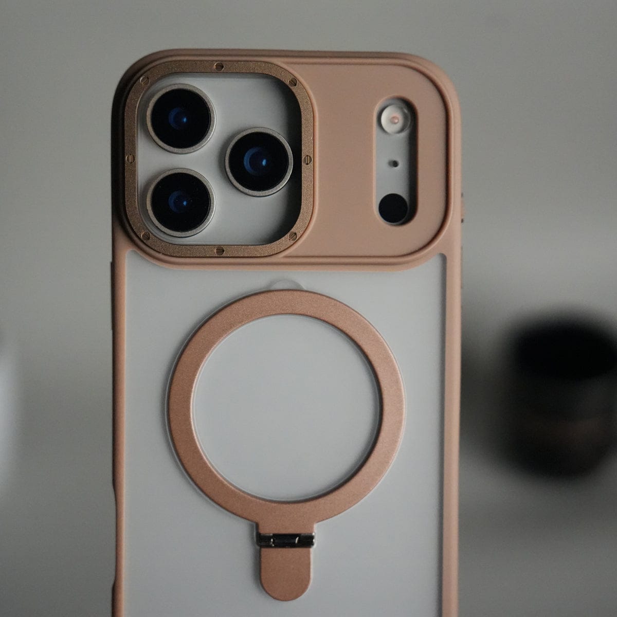 iPhone 17 Pro Frosted Case with Metal Camera Bump & Metal Kickstand | Shockproof Matte Hybrid Cover