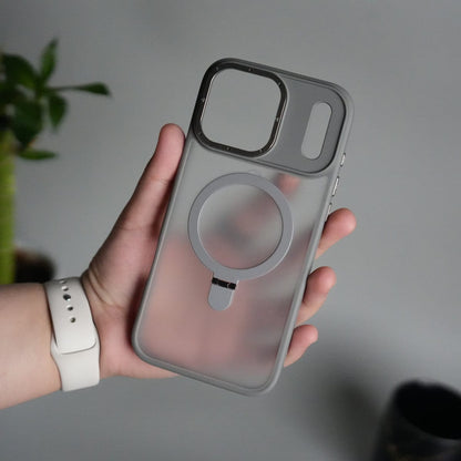 iPhone 17 Pro Frosted Case with Metal Camera Bump & Metal Kickstand | Shockproof Matte Hybrid Cover