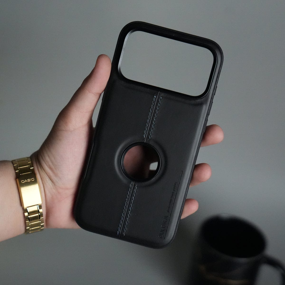 iPhone 17 Pro Leather Case | Classic Middle Stitched PU Back Cover