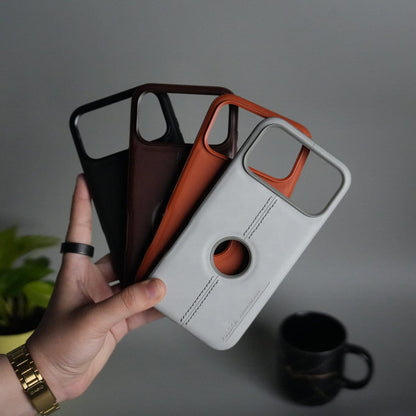 iPhone 17 Pro Max Leather Case | Classic Middle Stitched PU Back Cover